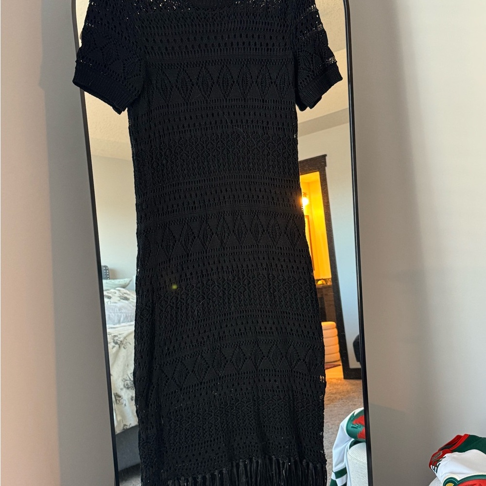 Elegant Black Crochet Dress